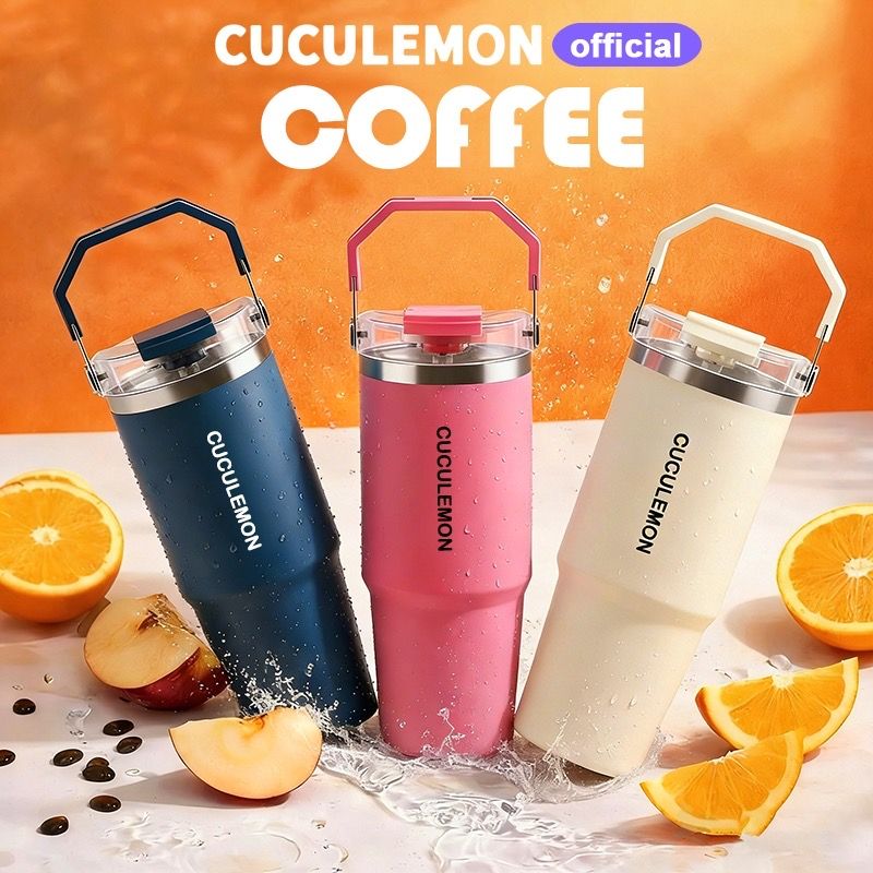 CucuLemon Tumbler Stainless Steel 890ml Termos Tahan Pansa Dingin Botol Minum Portable Bottles Kopi❤️🔥🤍